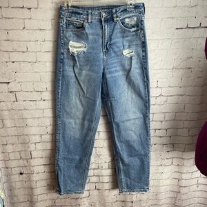American Eagle Outfitters mom straight jeans distressed mid wash size 4